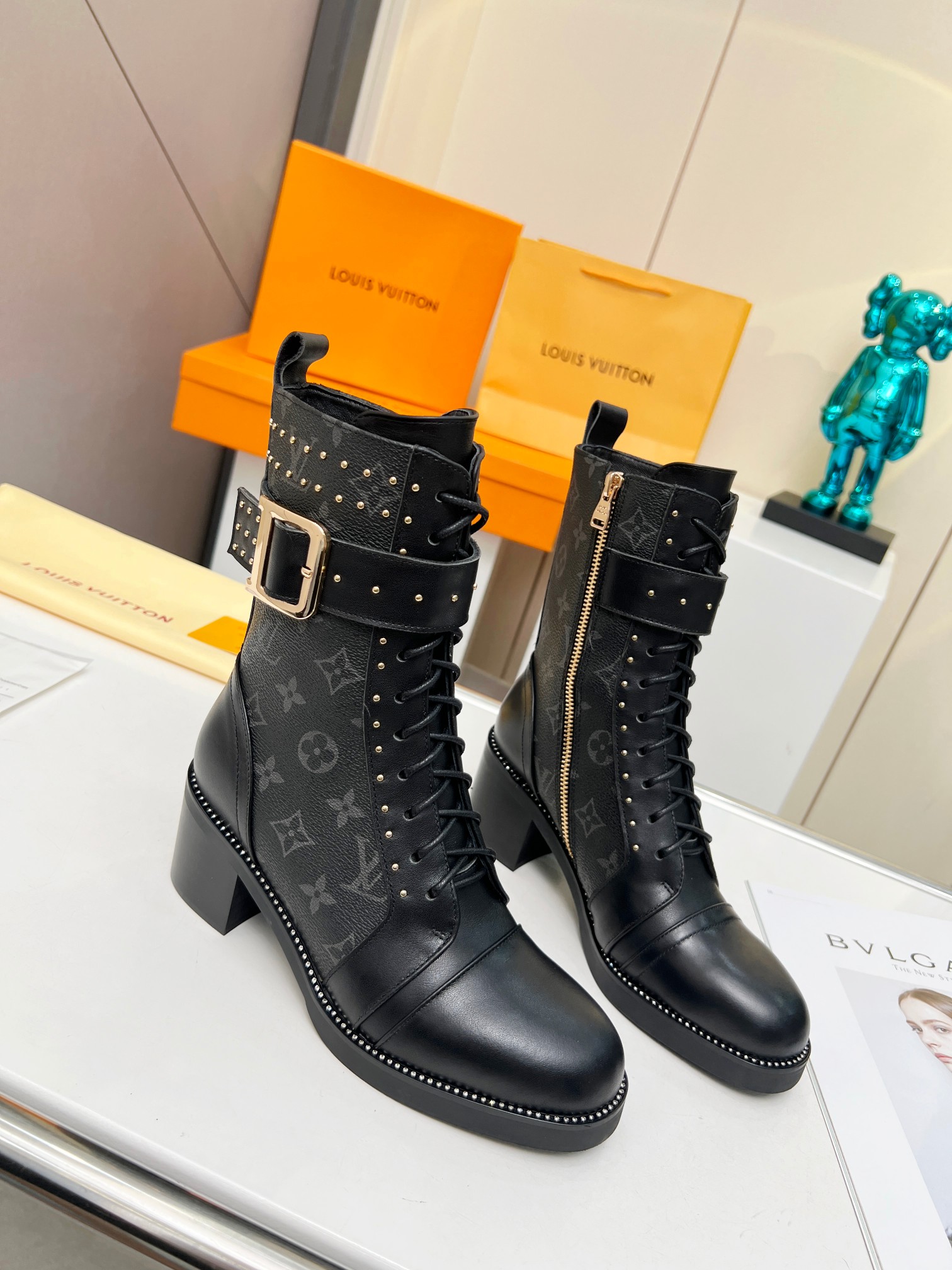 Bagsaaa L0vis Vvtt0n Wonderland Black Monogram Ranger Long Boots