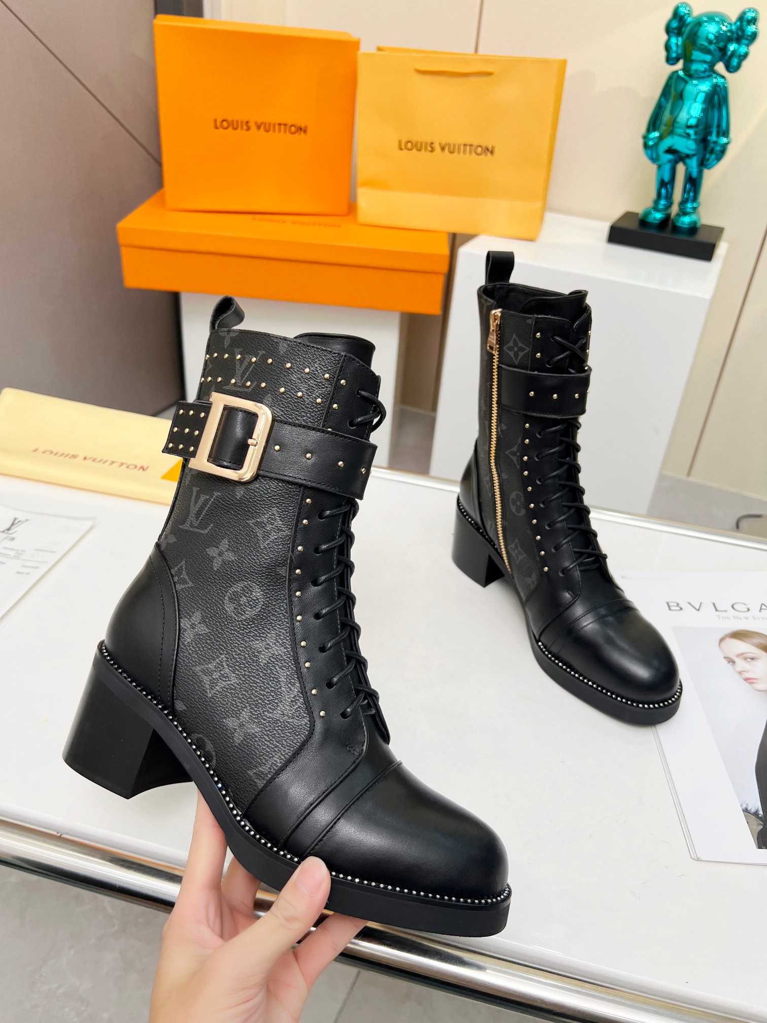 Bagsaaa L0vis Vvtt0n Wonderland Black Monogram Ranger Long Boots