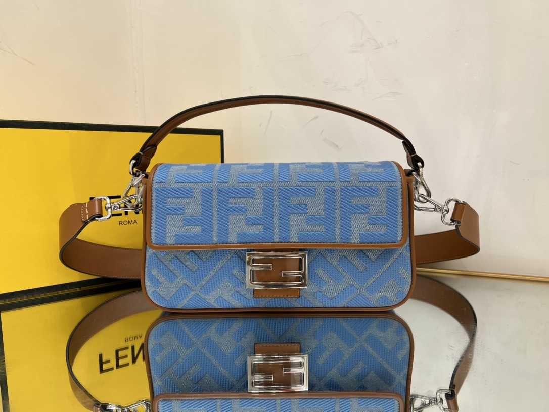 Bagsaaa F**di Baguette Brown and Blue - 27*6*15cm