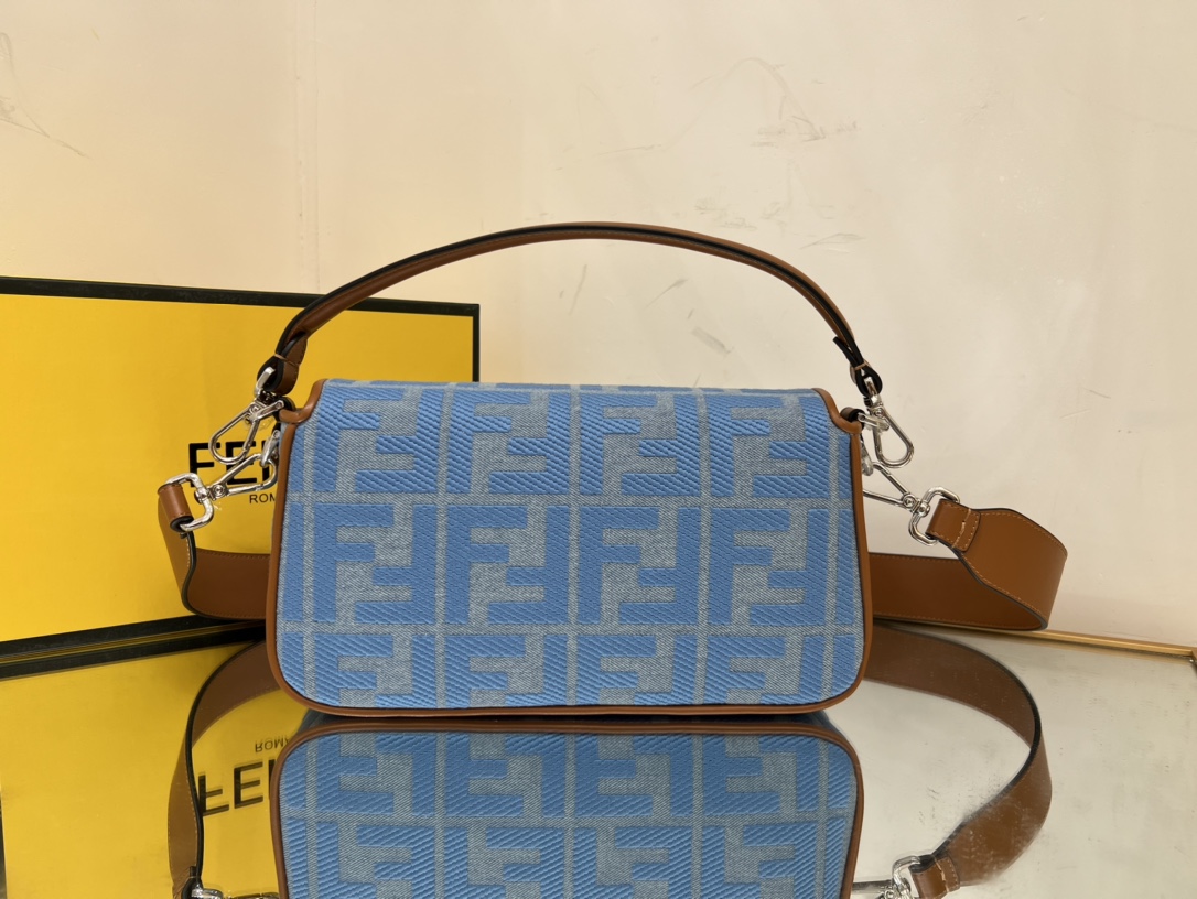Bagsaaa F**di Baguette Brown and Blue - 27*6*15cm