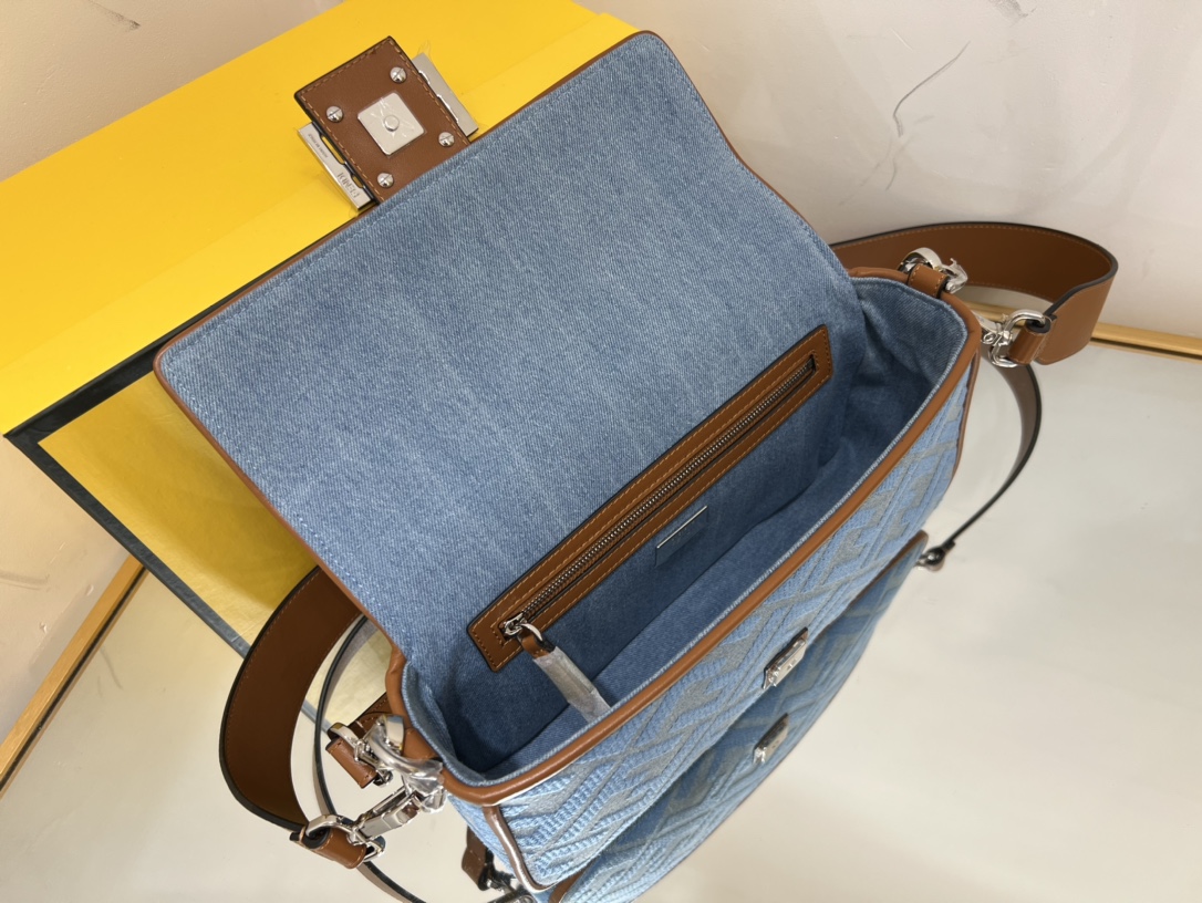 Bagsaaa F**di Baguette Brown and Blue - 27*6*15cm