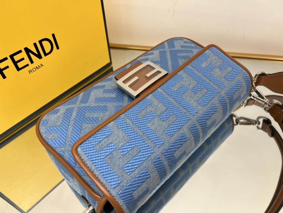 Bagsaaa F**di Baguette Brown and Blue - 27*6*15cm