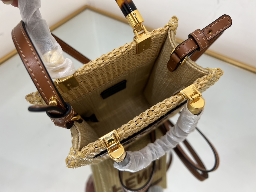 Bagsaaa F**di Sunshine Small Tote Raffia - 18*6.5*13cm