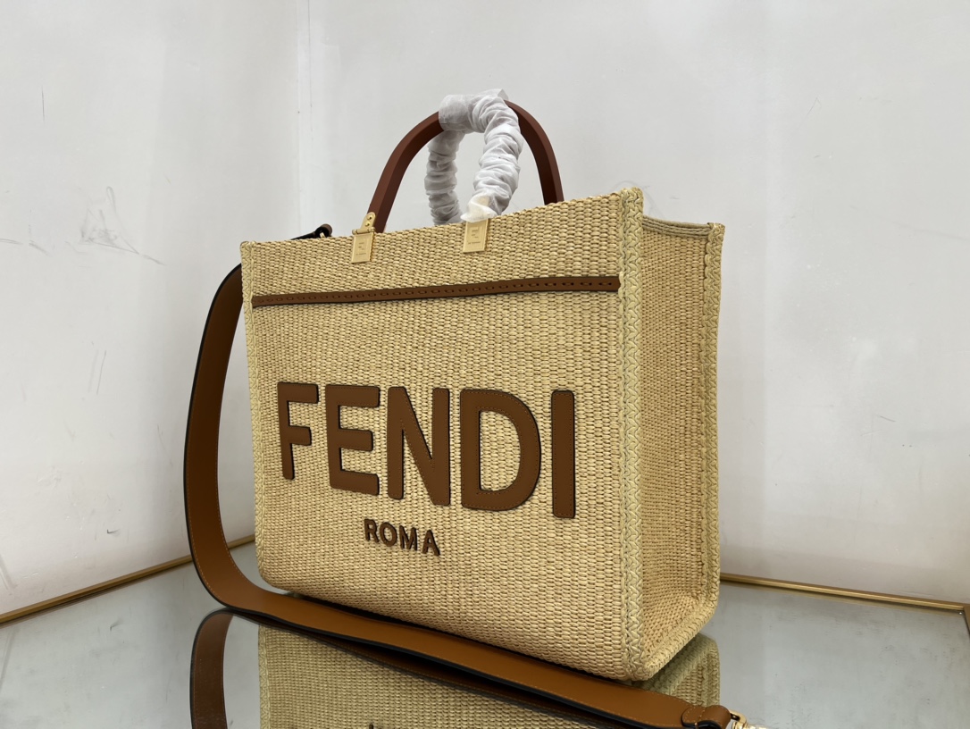 Bagsaaa F**di Sunshine Medium Tote Raffia - 35*17*31cm