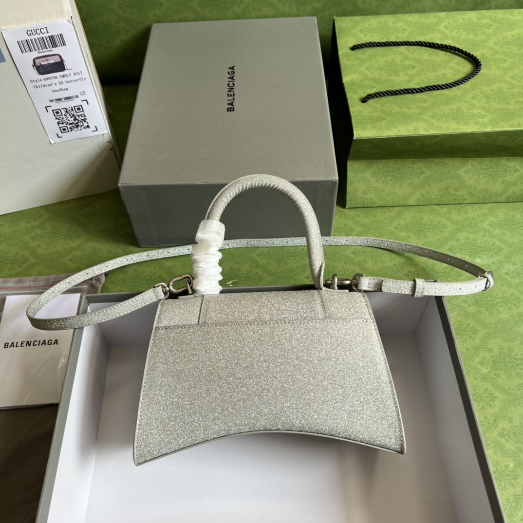 Bagsaaa Ba1en*iaga Hourglass Small Silver - 22.5*14.5*10cm