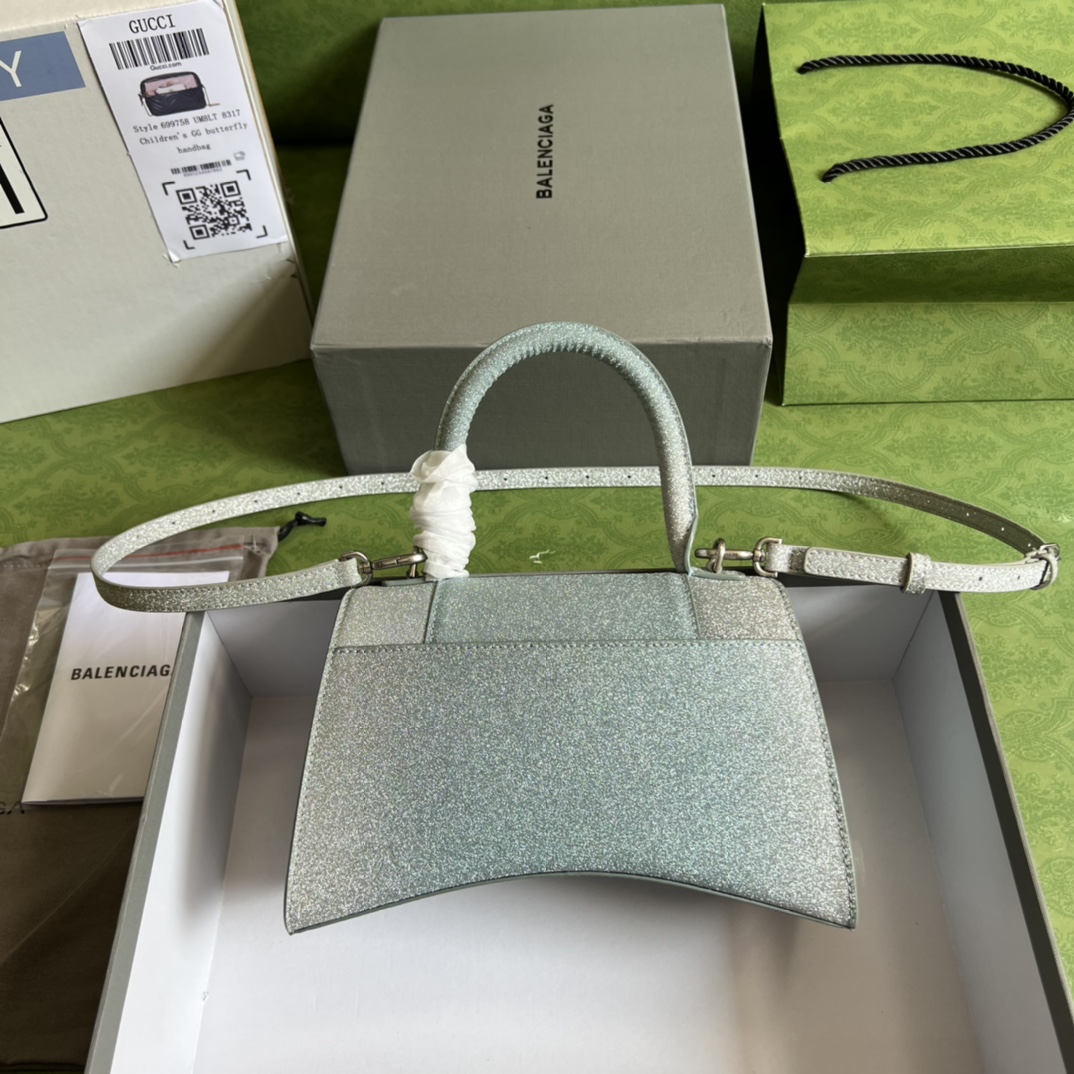 Bagsaaa Ba1en*iaga Hourglass Small Silver and Gradient Blue - 22.5*14.5*10cm