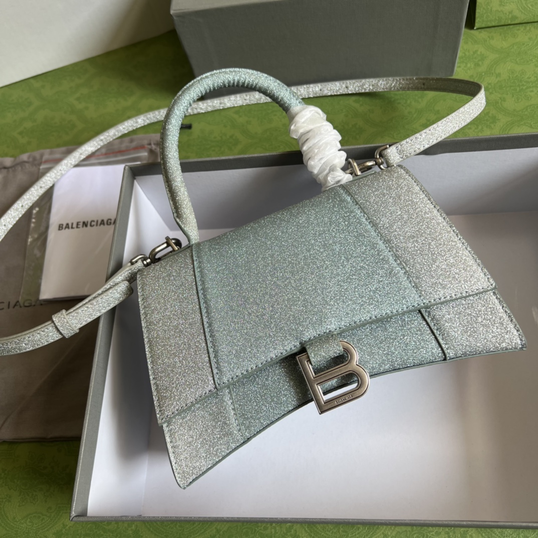 Bagsaaa Ba1en*iaga Hourglass Small Silver and Gradient Blue - 22.5*14.5*10cm