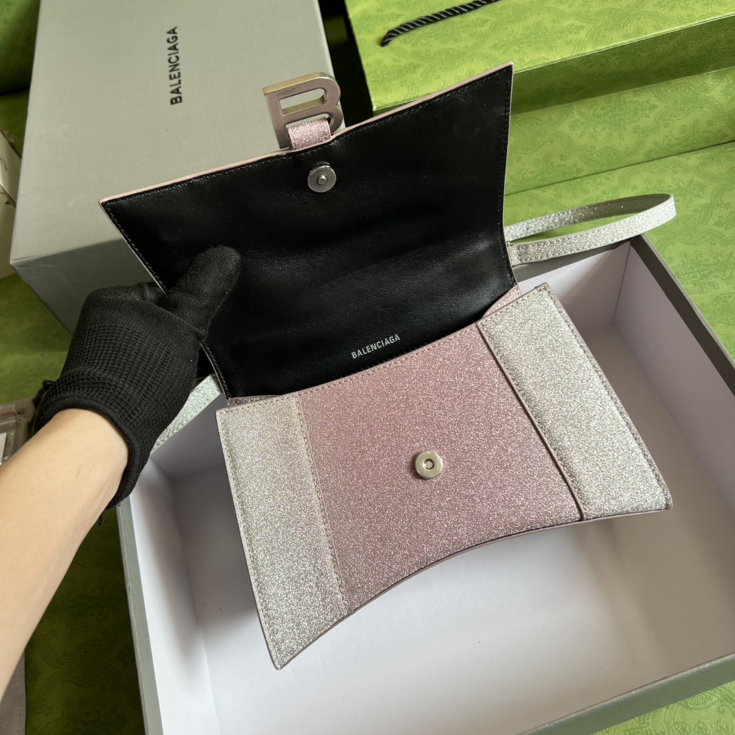 Bagsaaa Ba1en*iaga Hourglass Small Silver and Gradient Pink - 22.5*14.5*10cm