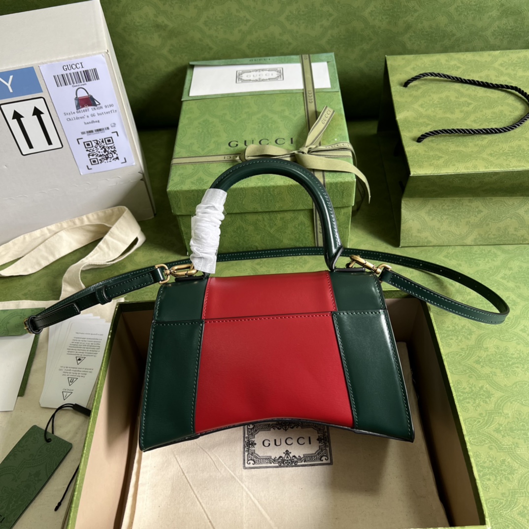 Bagsaaa Ba1en*iaga Hourglass Small Green and Red - 22.5*14.5*10cm