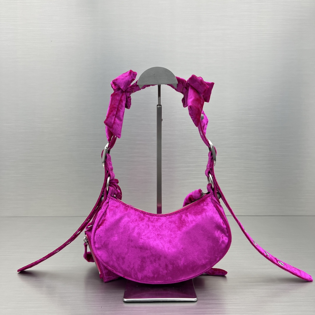 Bagsaaa Ba1en*iaga Le Cagole Velvet Pink Bag - 26X16X9.9cm