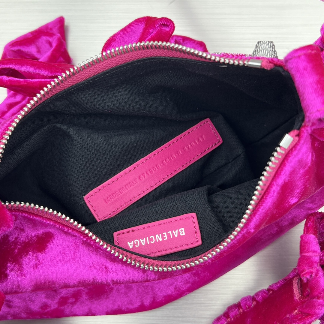 Bagsaaa Ba1en*iaga Le Cagole Velvet Pink Bag - 26X16X9.9cm