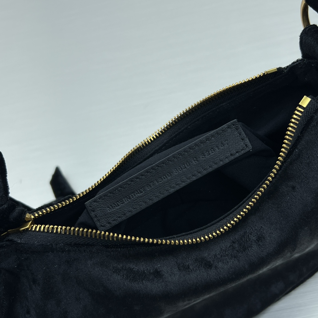 Bagsaaa Ba1en*iaga Le Cagole Velvet Black Bag - 26X16X9.9cm