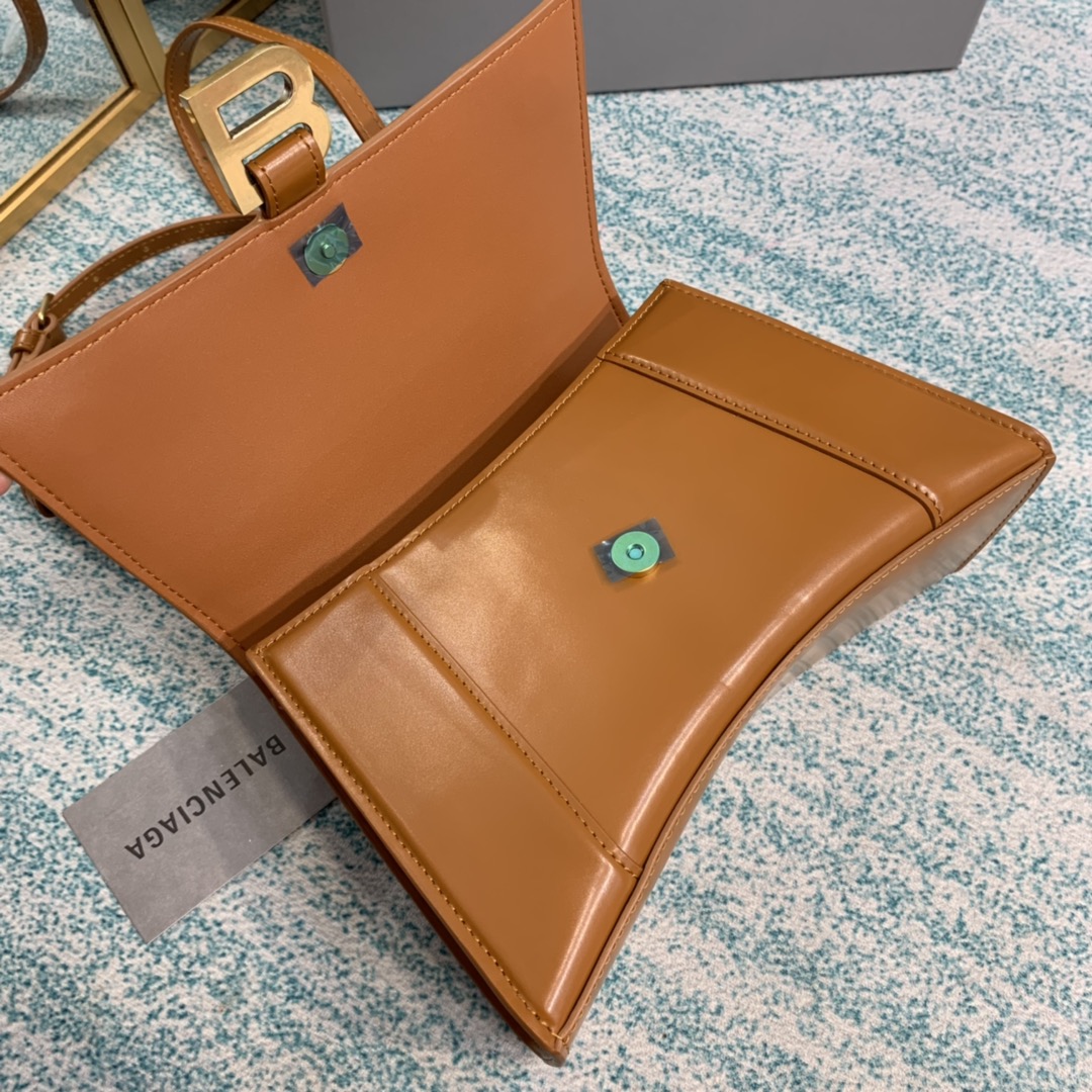 Bagsaaa Ba1en*iaga Hourglass Small Brown Gold Silver - 22.5*14.5*10cm