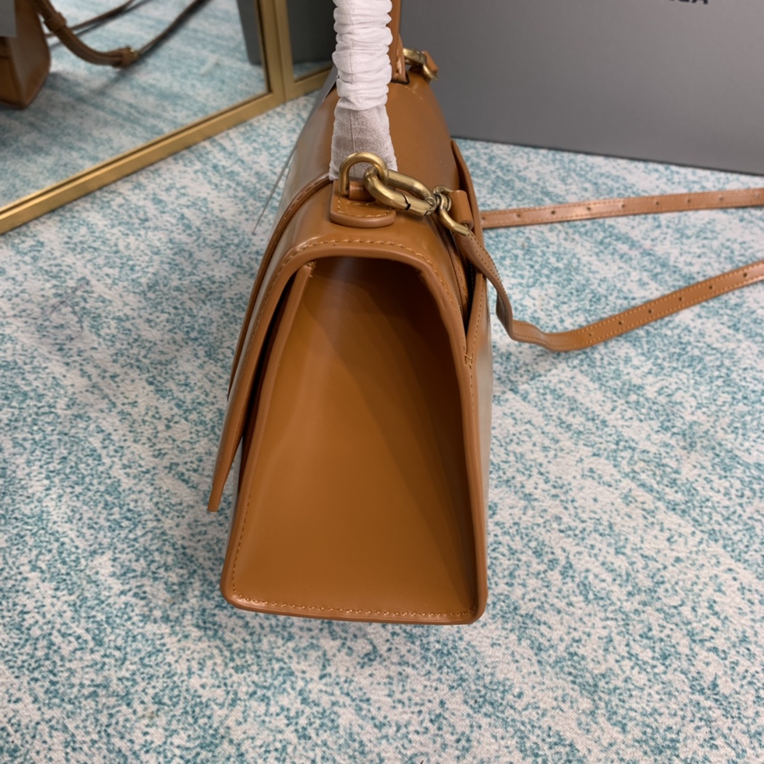Bagsaaa Ba1en*iaga Hourglass Small Brown Gold Silver - 22.5*14.5*10cm