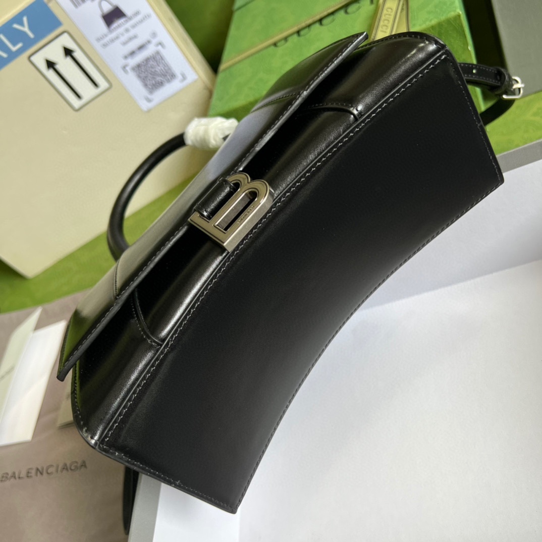Bagsaaa Ba1en*iaga Hourglass Small Black Silver Hardware - 22.5*14.5*10cm
