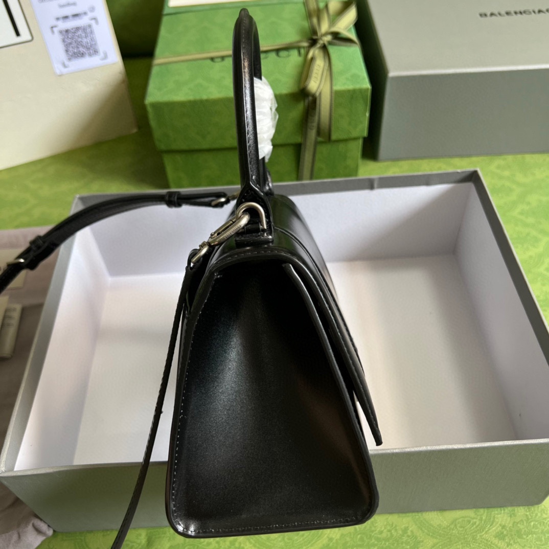Bagsaaa Ba1en*iaga Hourglass Small Black Silver Hardware - 22.5*14.5*10cm