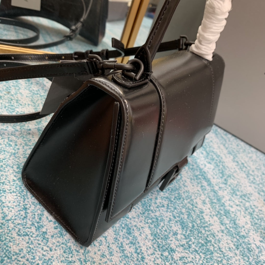 Bagsaaa Ba1en*iaga Hourglass Small All Black - 22.5*14.5*10cm
