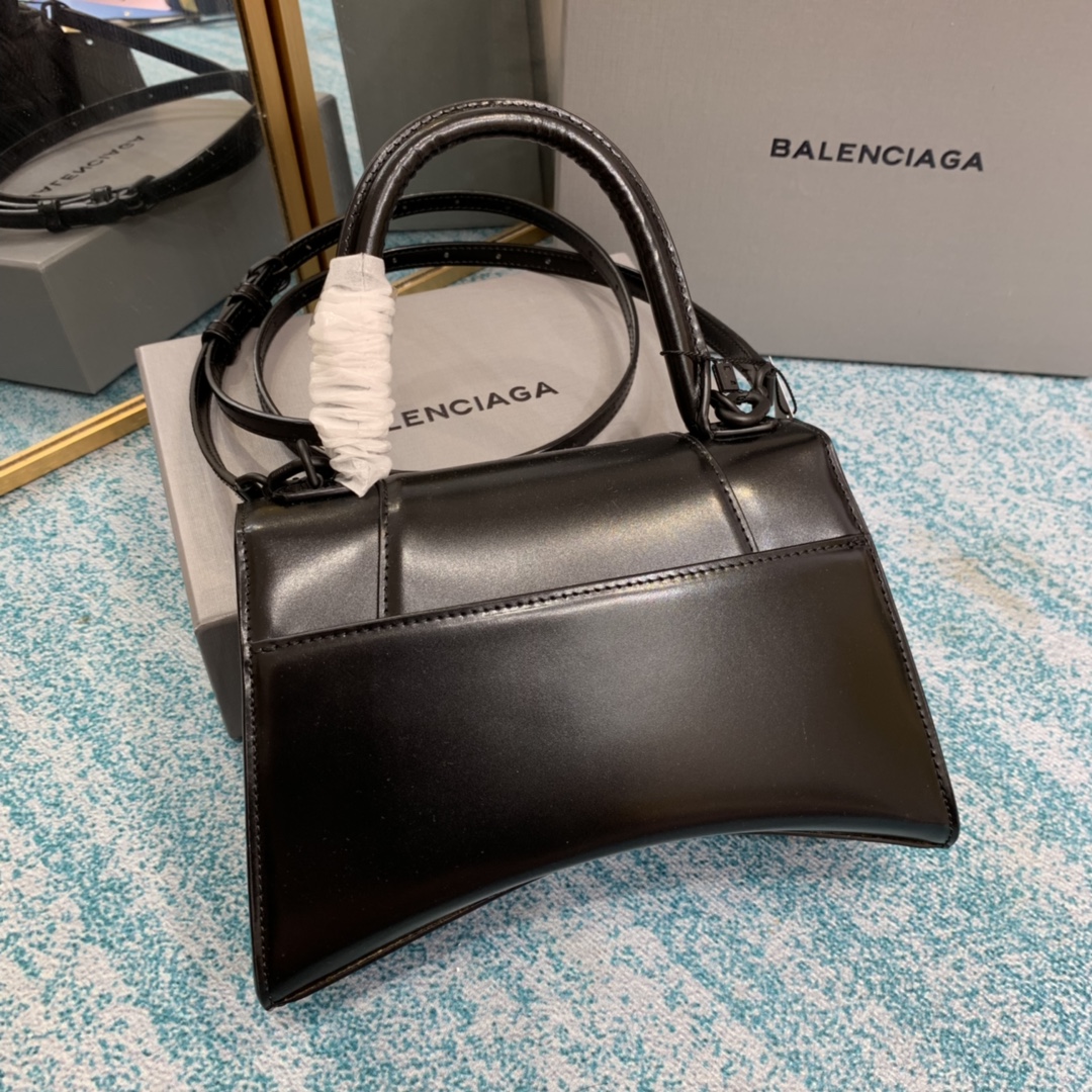 Bagsaaa Ba1en*iaga Hourglass Small All Black - 22.5*14.5*10cm