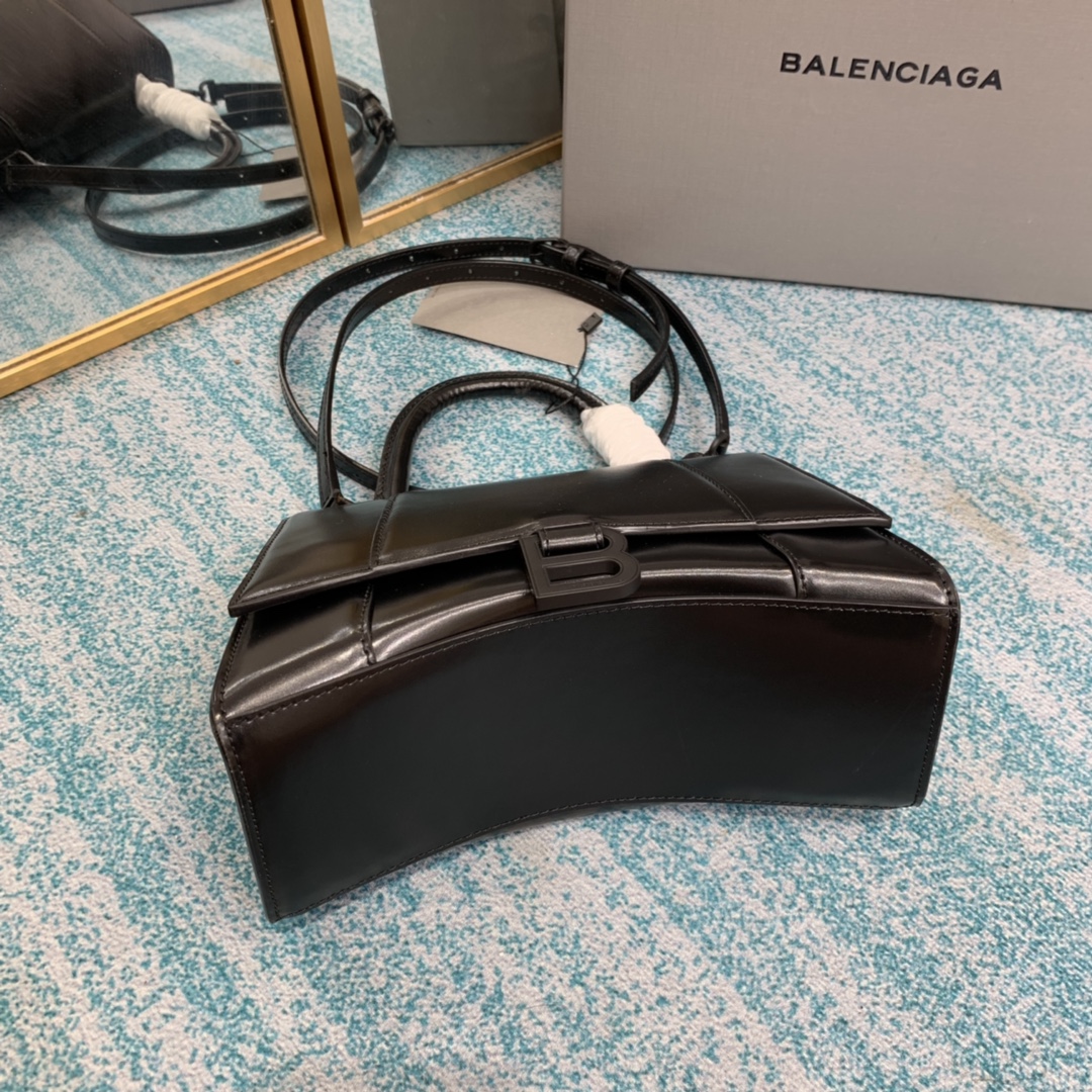 Bagsaaa Ba1en*iaga Hourglass Small All Black - 22.5*14.5*10cm