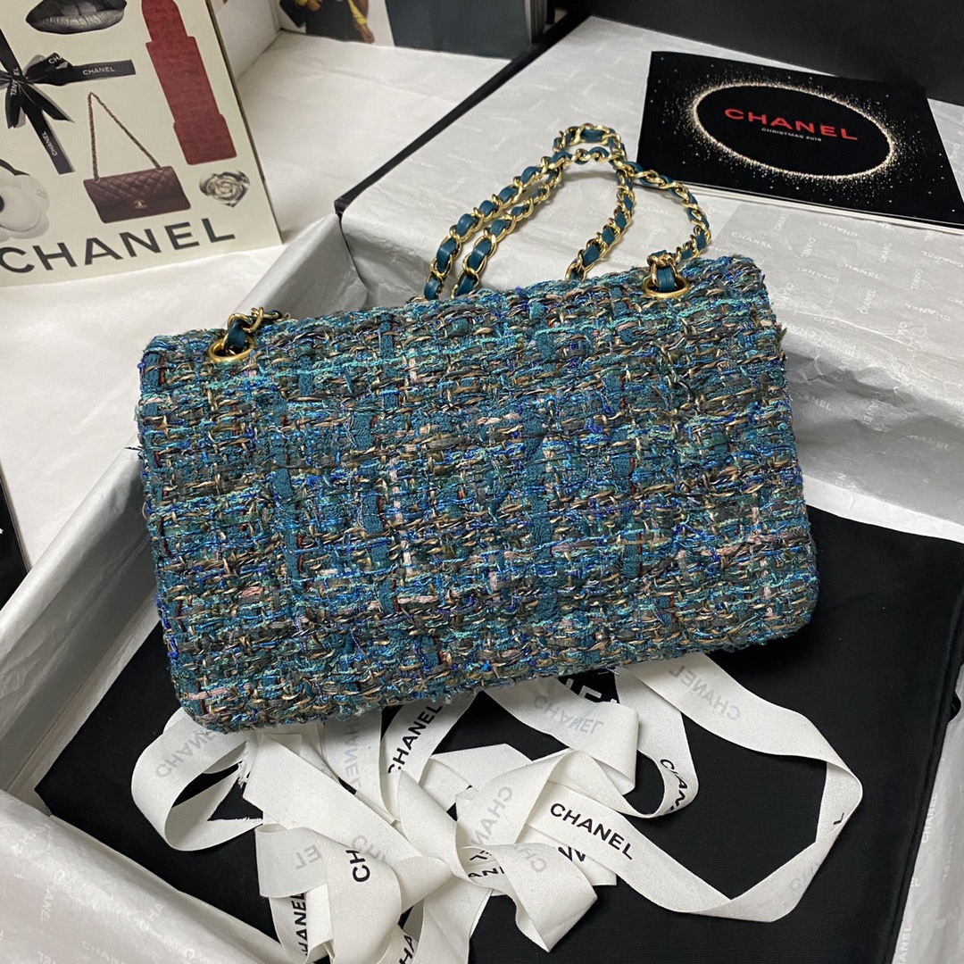 Bagsaaa Ch**el Medium Flap Bag Tweed Leather - 25cm