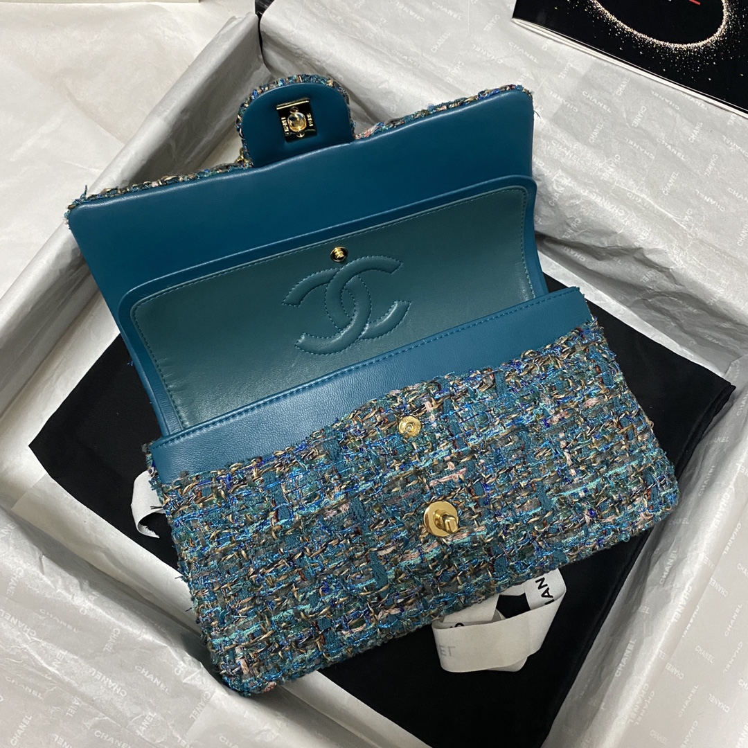 Bagsaaa Ch**el Medium Flap Bag Tweed Leather - 25cm