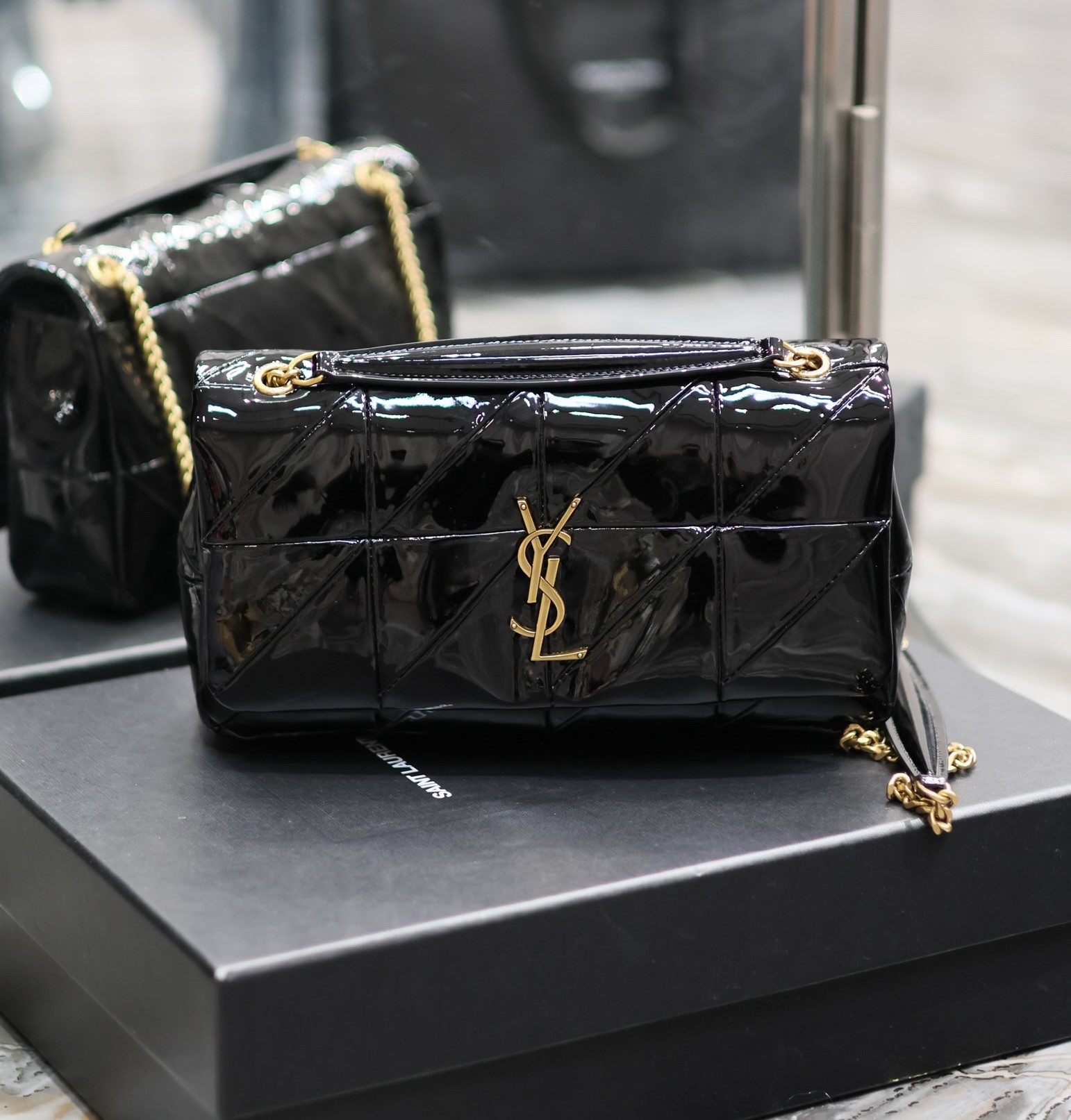 Bagsaaa Y51 Jaime Patent Black Bag - 25x15x7.5cm