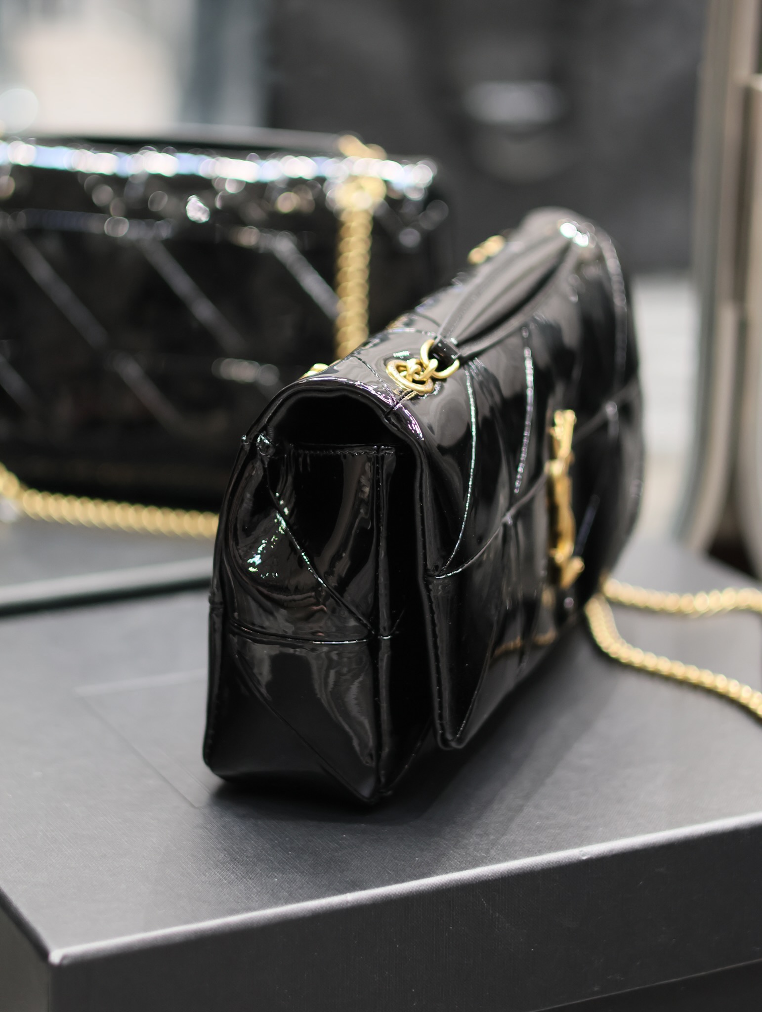 Bagsaaa Y51 Jaime Patent Black Bag - 25x15x7.5cm