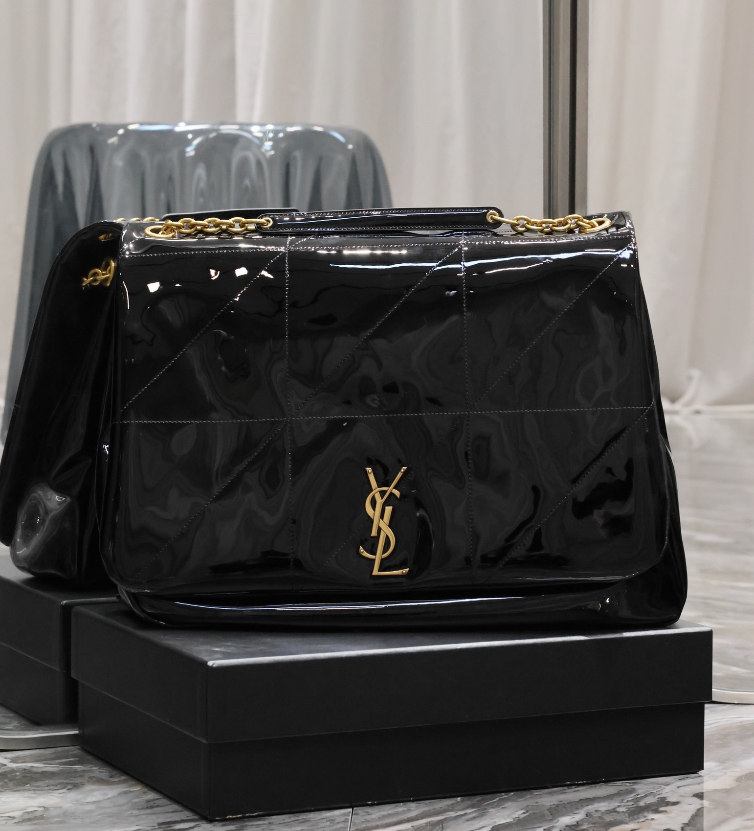 Bagsaaa Y51 Jaime Patent Black Bag - 43×29×9cm