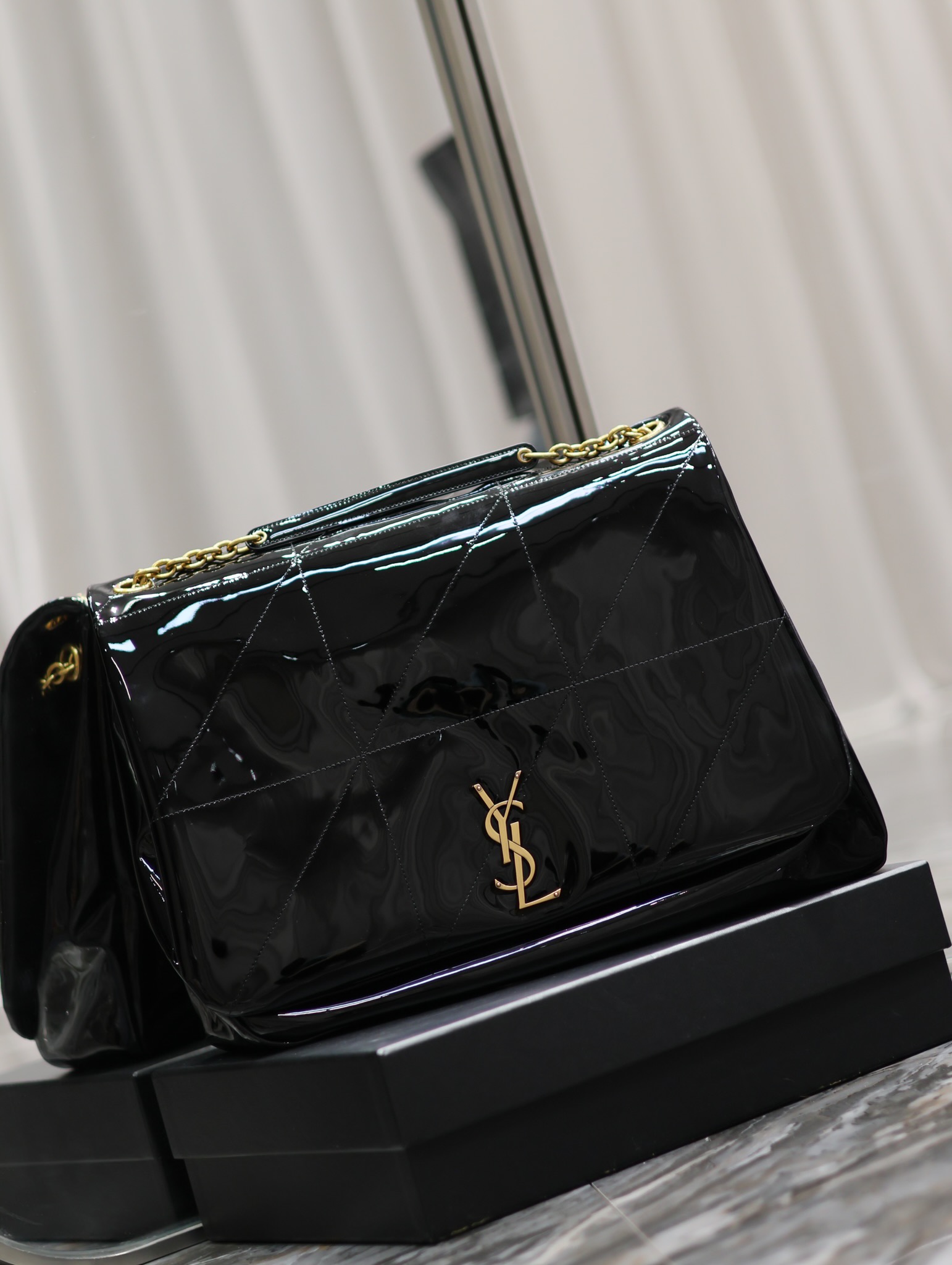 Bagsaaa Y51 Jaime Patent Black Bag - 43×29×9cm