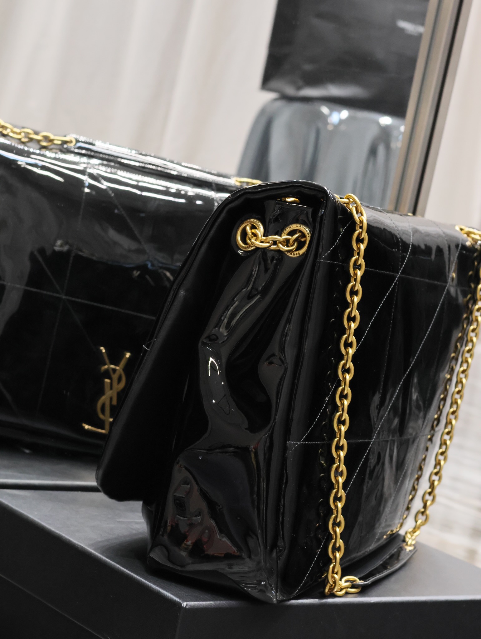 Bagsaaa Y51 Jaime Patent Black Bag - 43×29×9cm