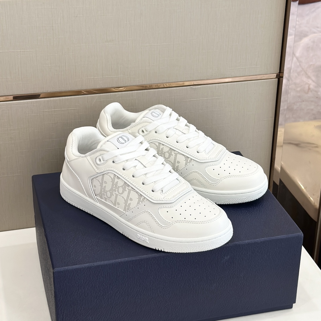 Bagsaaa D10r B27 LOW-TOP SNEAKER All White Smooth Calfskin Oblique Jacquard