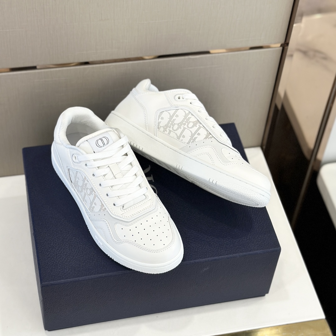 Bagsaaa D10r B27 LOW-TOP SNEAKER All White Smooth Calfskin Oblique Jacquard