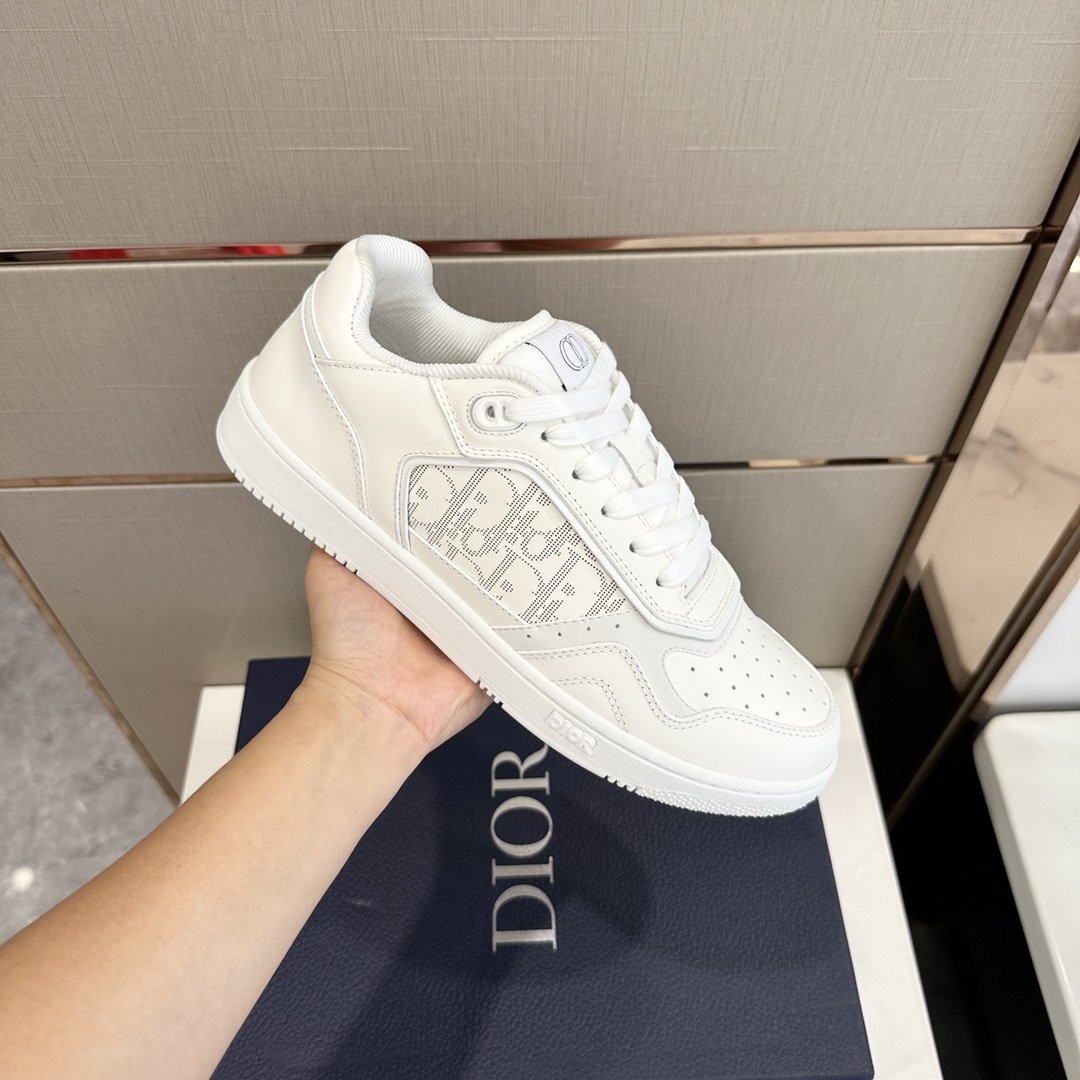 Bagsaaa D10r B27 LOW-TOP SNEAKER All White Smooth Calfskin Oblique Jacquard