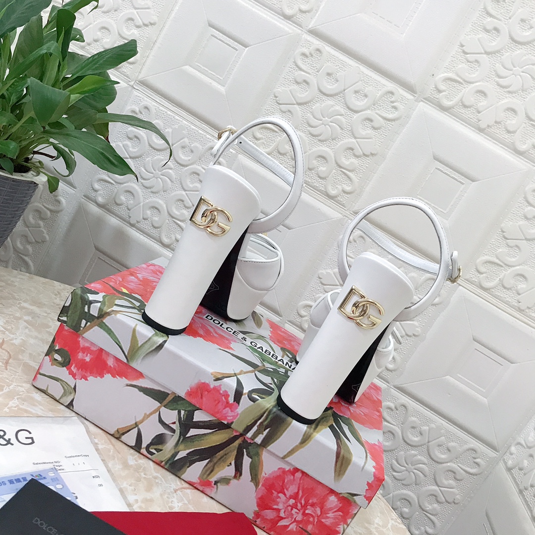 Bagsaaa Dolce&Gabbana White Leather Sandal Heels