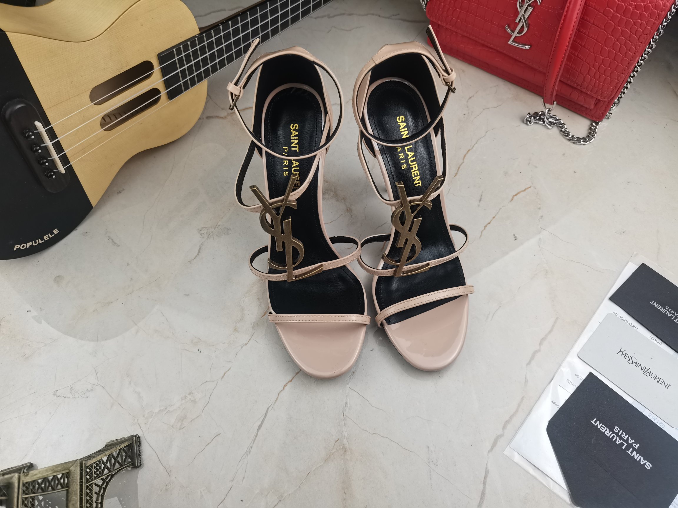 Bagsaaa Y51 Cassandra 100 Nude patent leather sandals heels