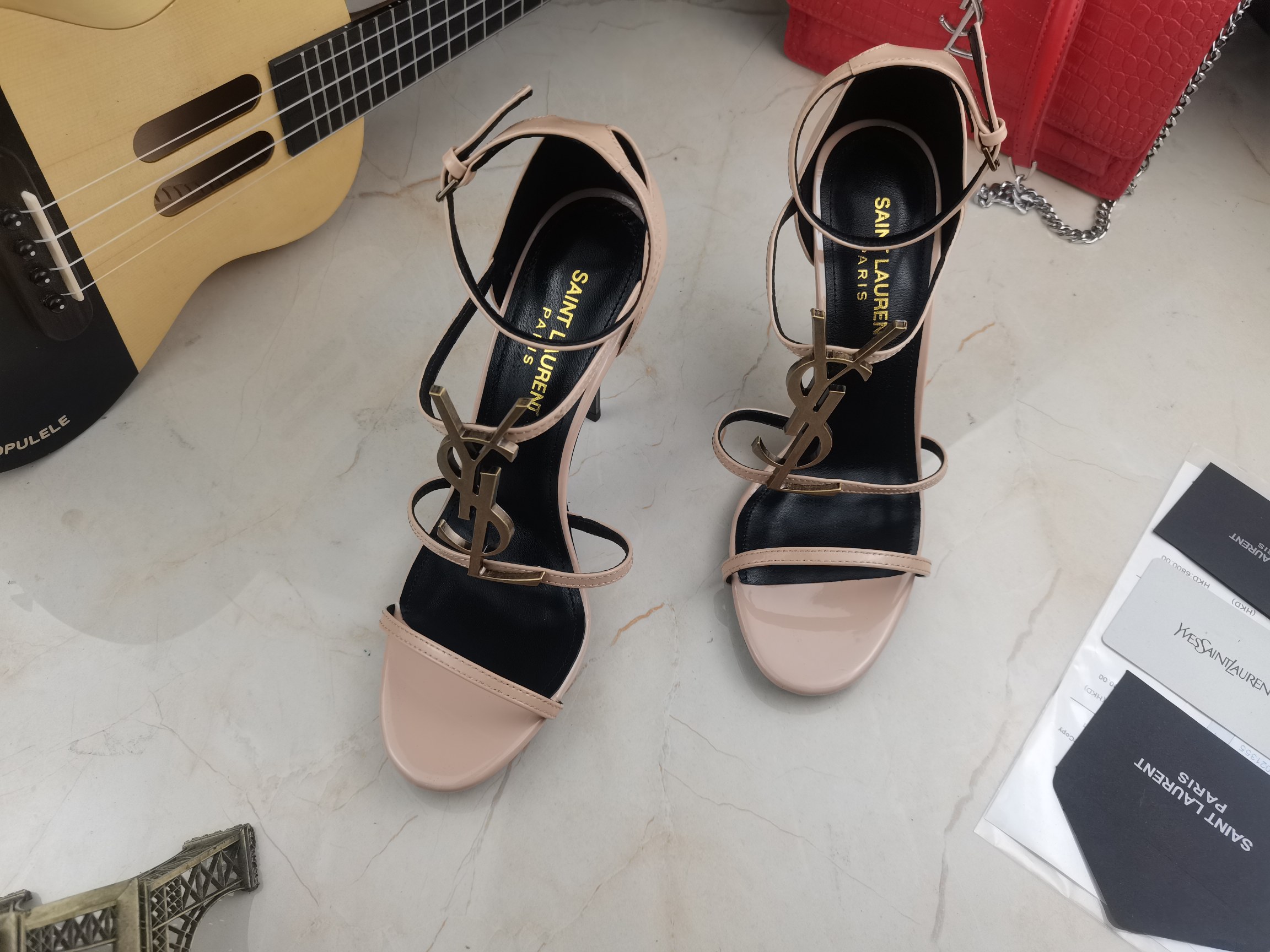 Bagsaaa Y51 Cassandra 100 Nude patent leather sandals heels