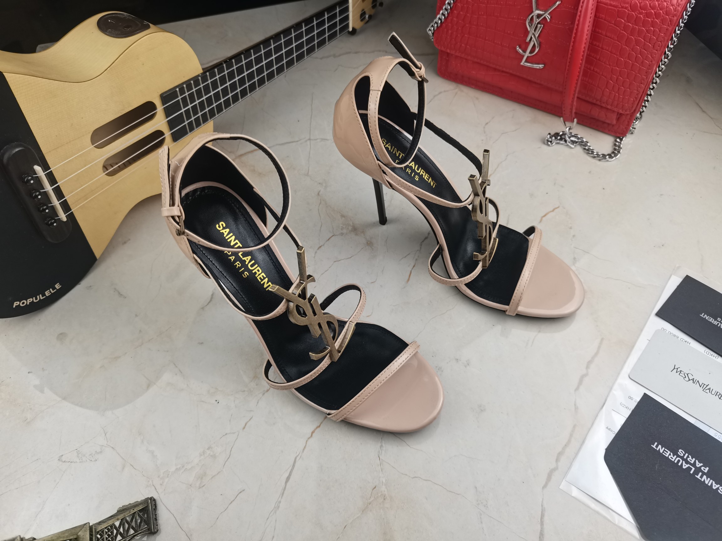 Bagsaaa Y51 Cassandra 100 Nude patent leather sandals heels