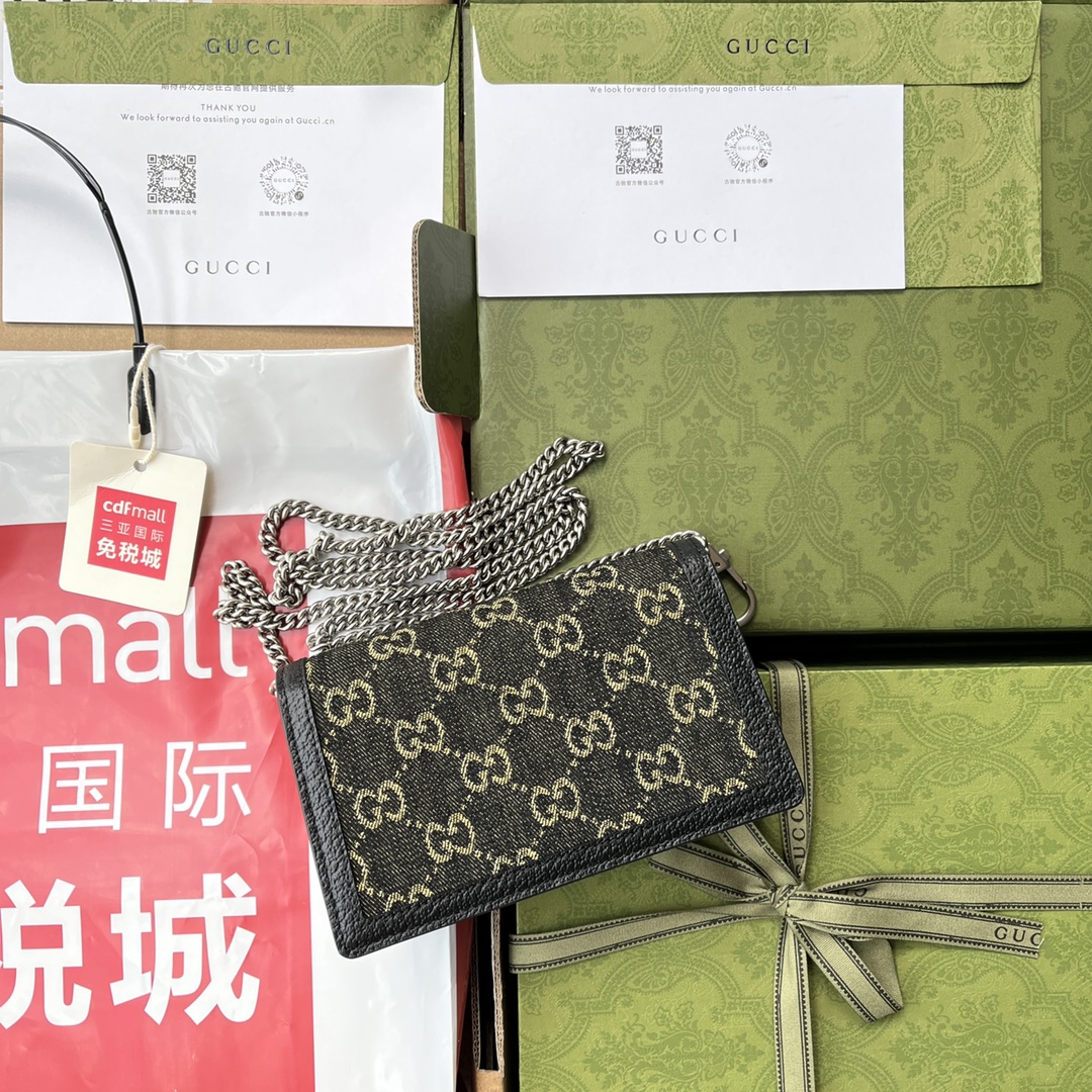 Bagsaaa Gvc*1 Dionysus GG Denim Black Mini Bag