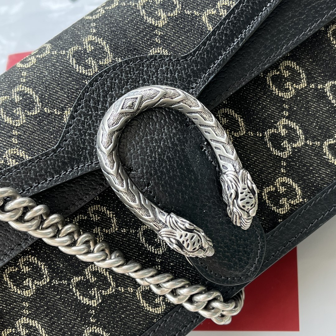 Bagsaaa Gvc*1 Dionysus GG Denim Black Small Bag