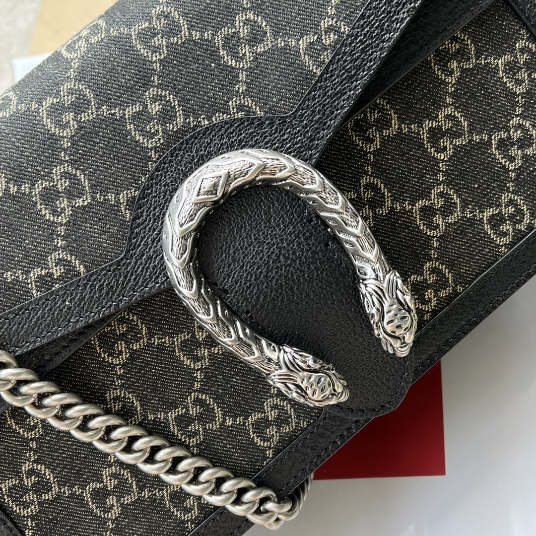 Bagsaaa Gvc*1 Dionysus GG Denim Black Medium Bag