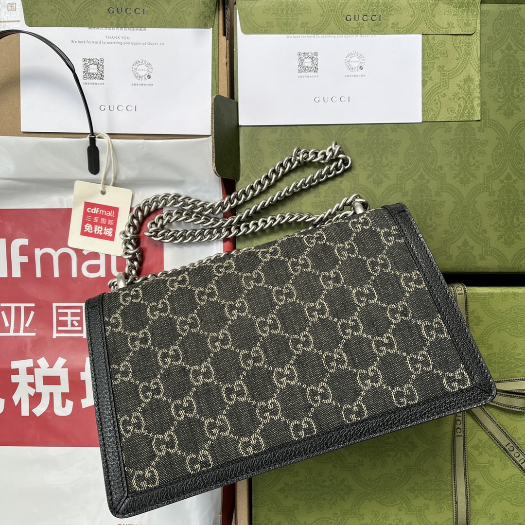 Bagsaaa Gvc*1 Dionysus GG Denim Black Medium Bag