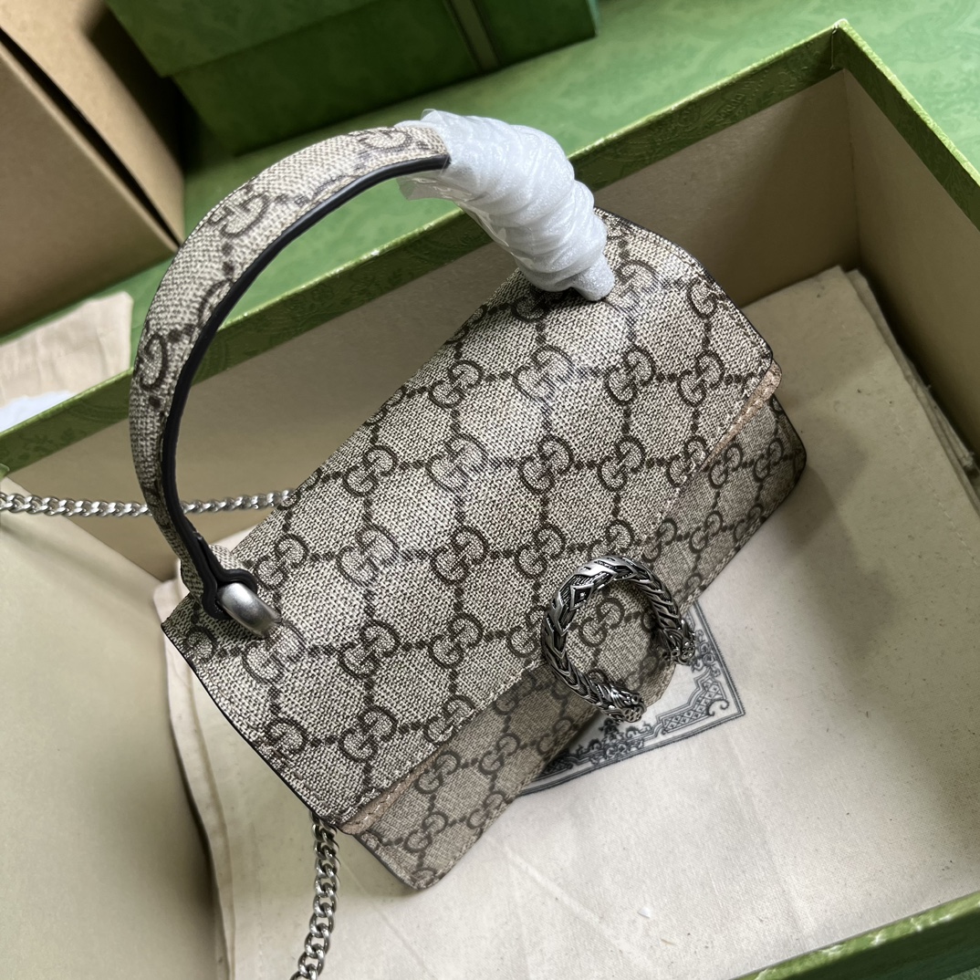 Bagsaaa Gvc*1 Dionyus Mini Top Handle Beige and ebony GG Svp*me canvas Bag