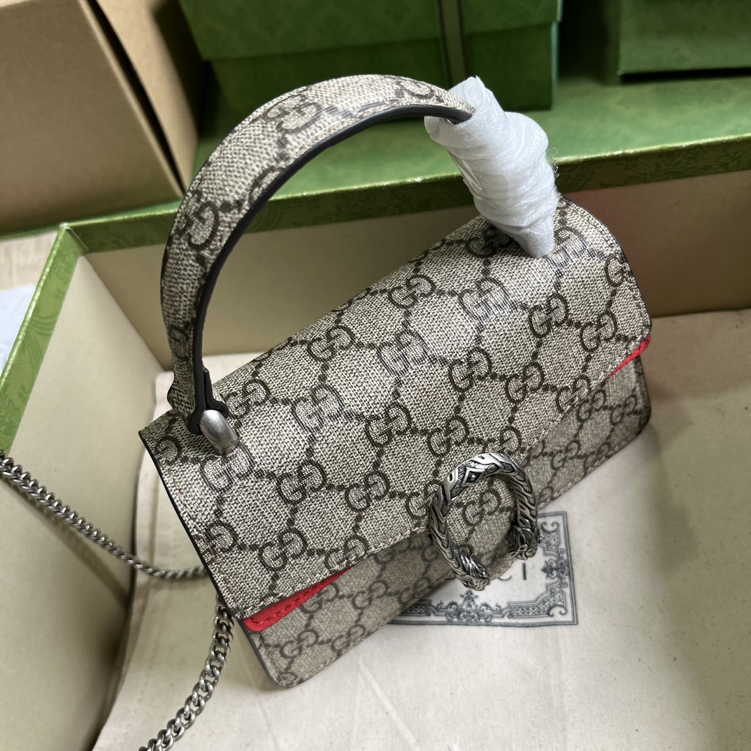 Bagsaaa Gvc*1 Dionyus Mini Top Handle Beige and Red