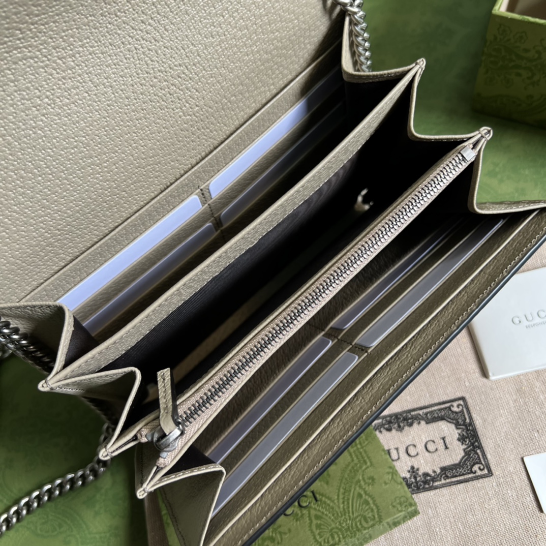 Bagsaaa Gvc*1 Dionysus Chain Wallet Beige and white GG Svp*me canvas