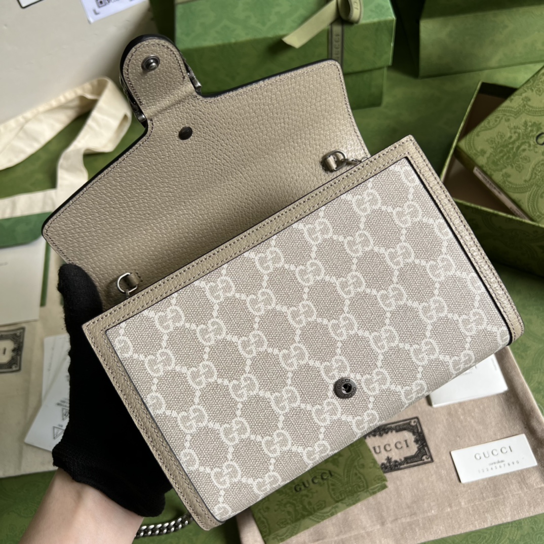 Bagsaaa Gvc*1 Dionysus Chain Wallet Beige and white GG Svp*me canvas