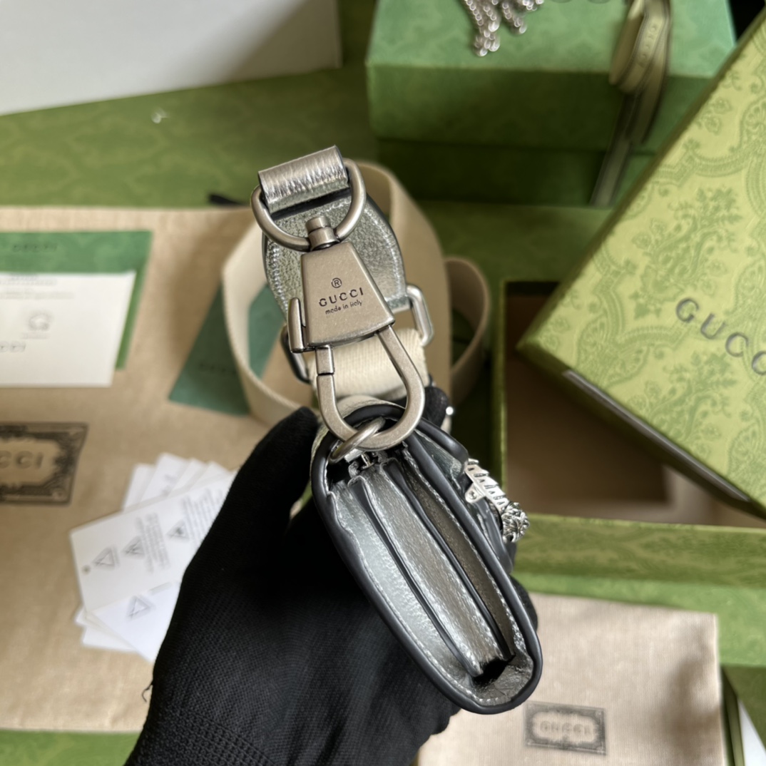 Bagsaaa Gvc*1 Dionysus Pra*ade Bag Silver -10.5*8*3cm