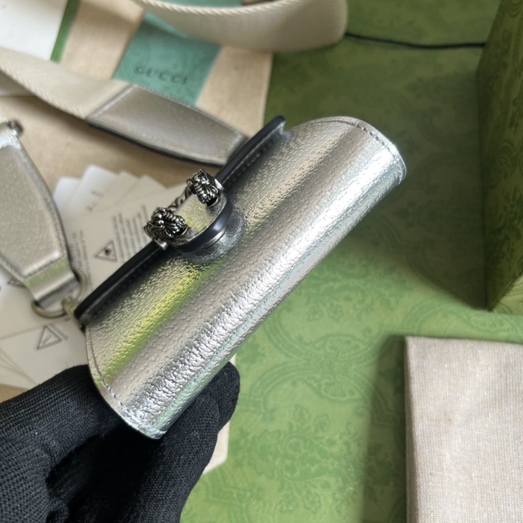 Bagsaaa Gvc*1 Dionysus Pra*ade Bag Silver -10.5*8*3cm