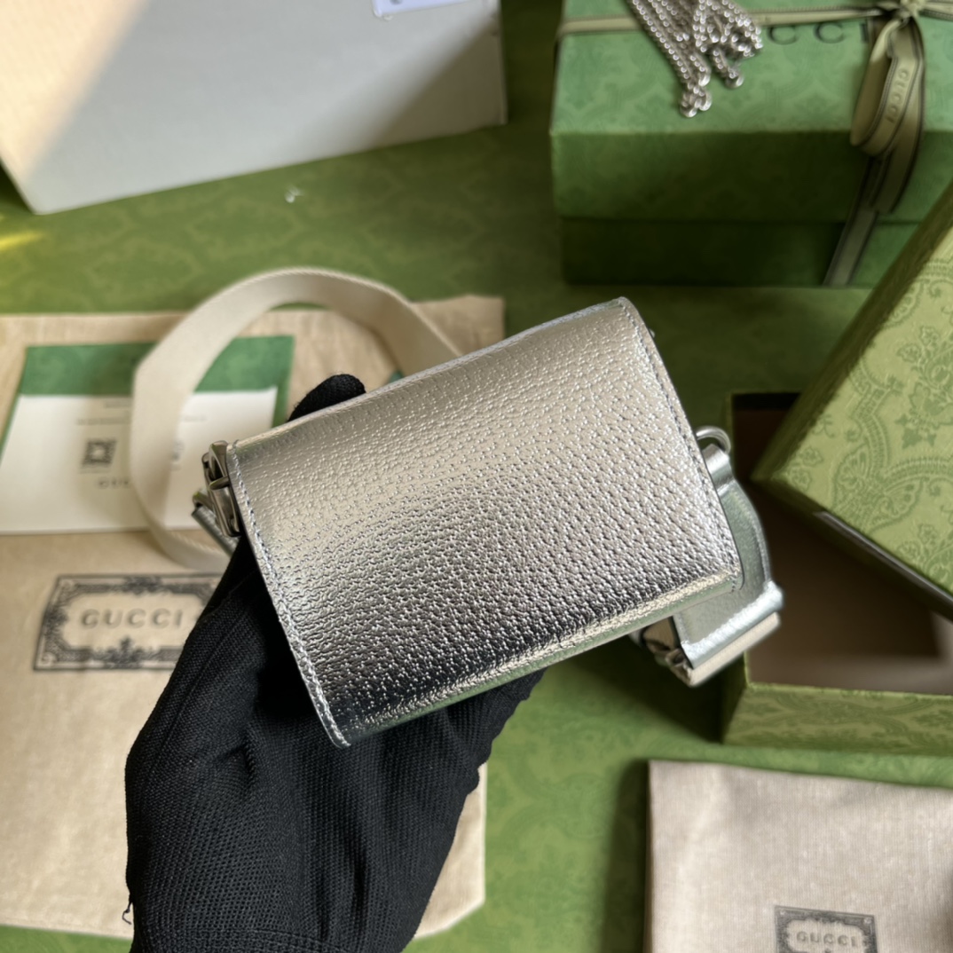 Bagsaaa Gvc*1 Dionysus Pra*ade Bag Silver -10.5*8*3cm