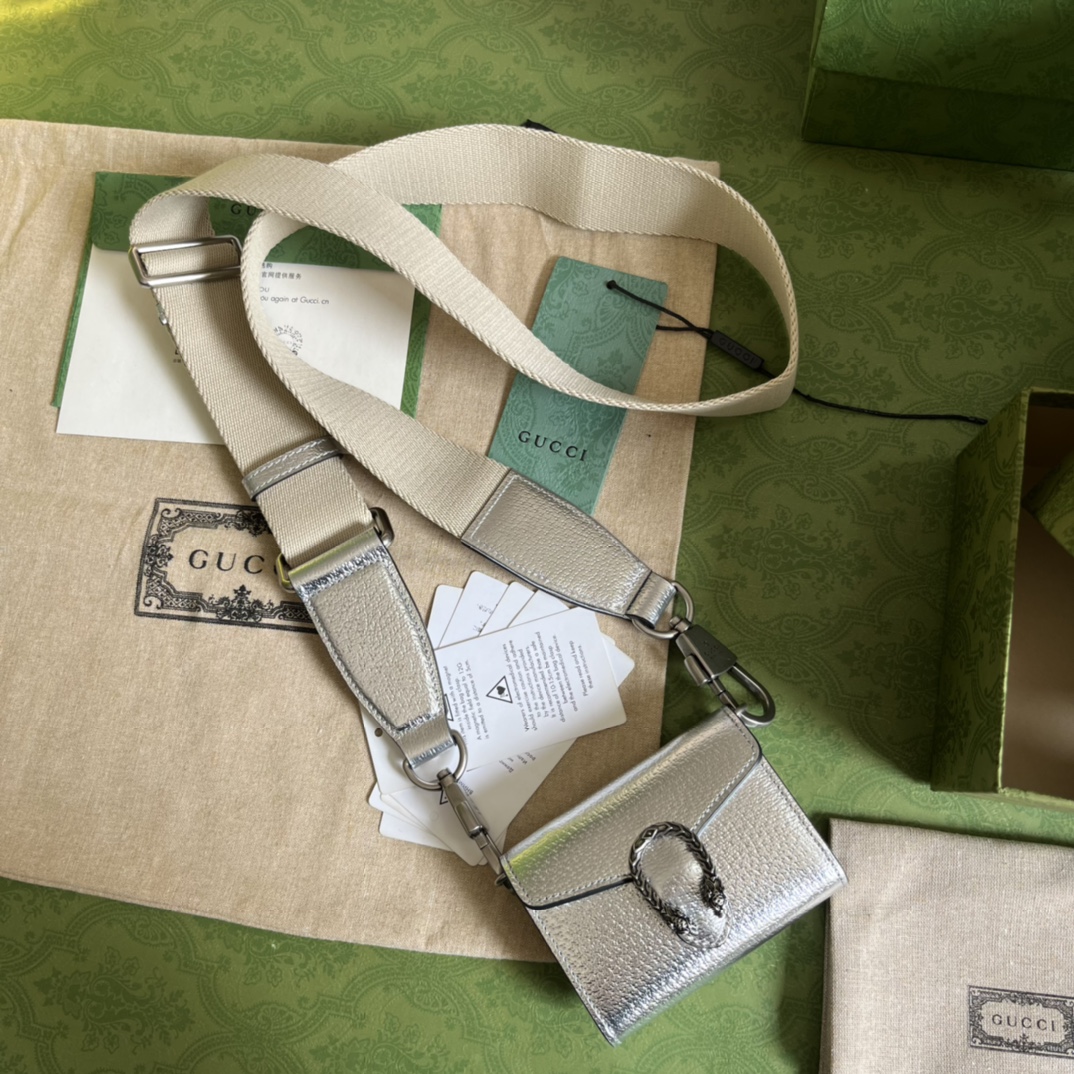 Bagsaaa Gvc*1 Dionysus Pra*ade Bag Silver -10.5*8*3cm