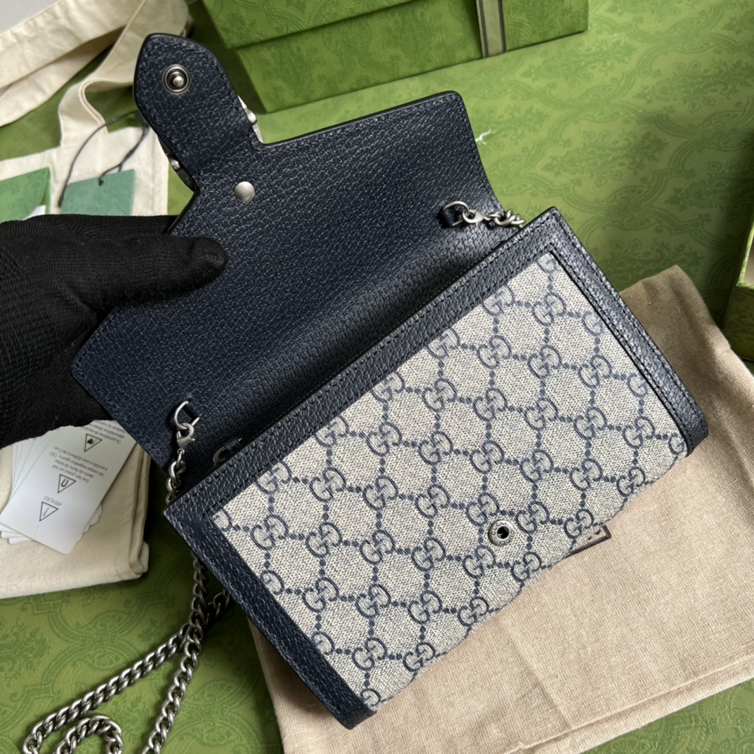 Bagsaaa Gvc*1 Dionysus Chain Wallet Beige and blue GG Svp*me canvas
